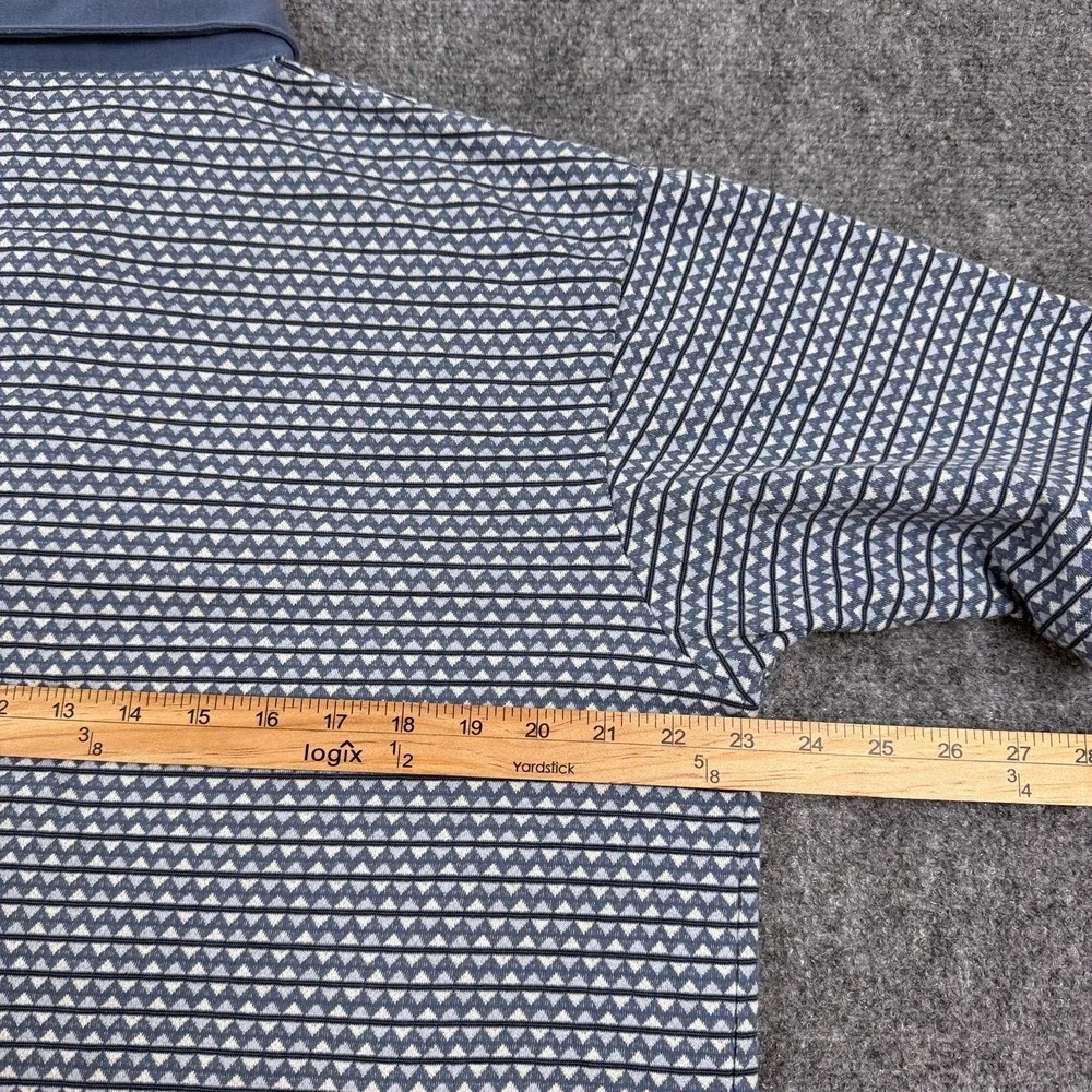Vintage Palmland Club Polo Shirt Mens Large Blue Geometric Pattern‎ Golf